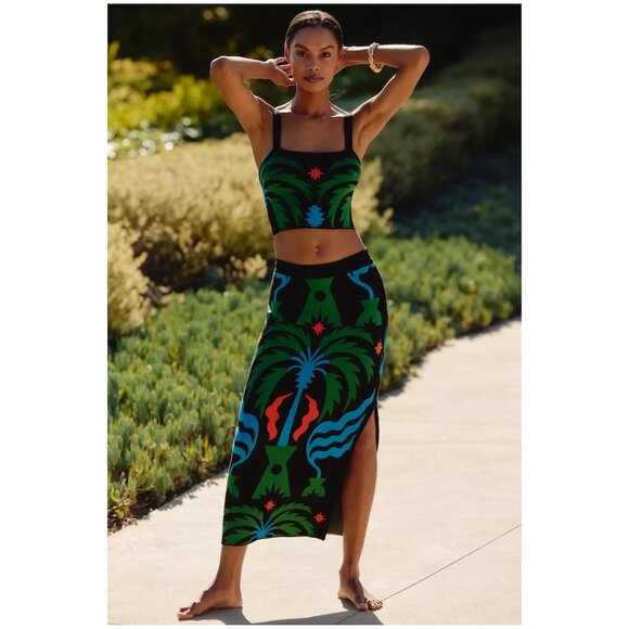 Tigre Indigo x Celandine | Crop Square-Neck Top & Midi Skirt Set | NWT - Picture 1 of 6